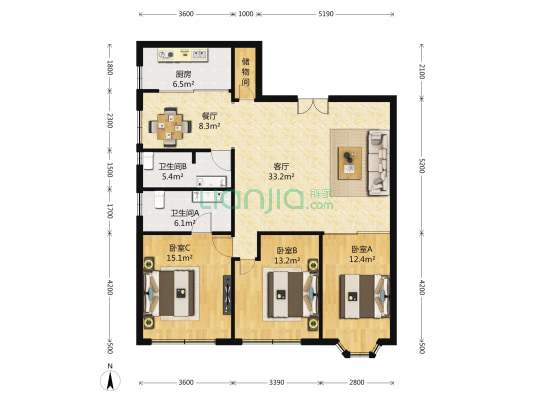 平安大厦 3室2厅2卫 0平方
