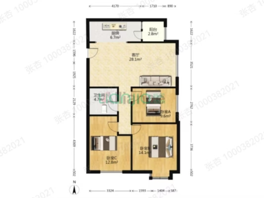出门就是公园，大社区环境好，毛坯房可随意装修-户型图
