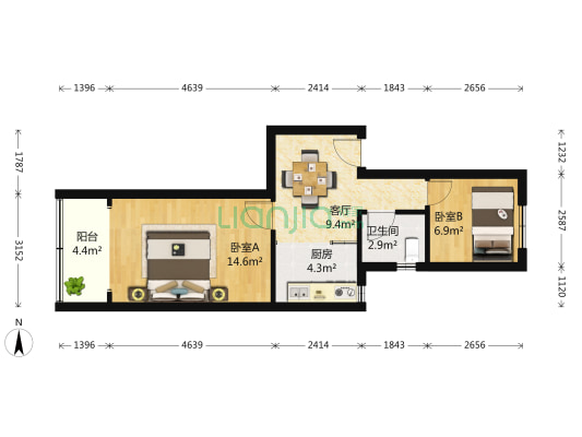 五马街 2室1厅1卫 54平方