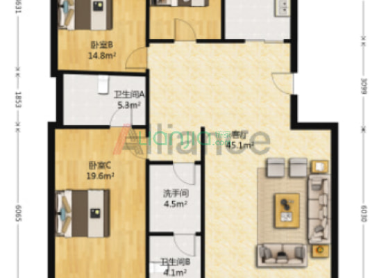 宜家旺东侧142平大平层诚意出售价格可议-户型图