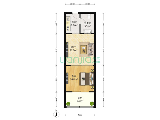 香馥湾酒店式公寓 1室1厅1卫 65平方