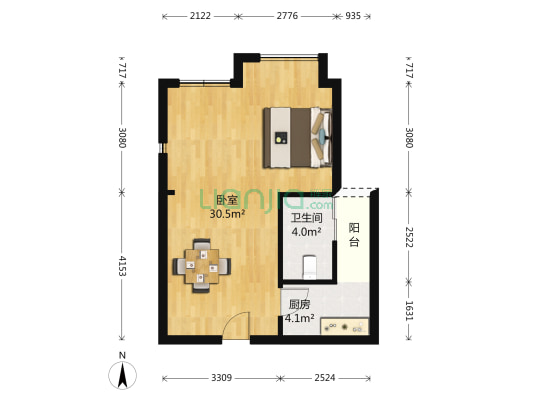 欧洲印象 1室0厅1卫 52平方
