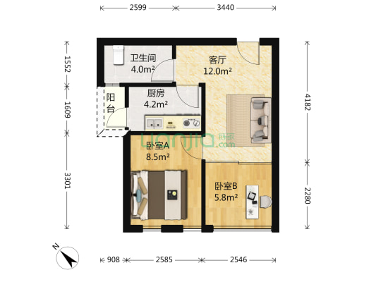 小区次新房，精装两房，空中绿化，带车位。