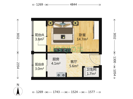 二贤里 1室1厅1卫 60平方