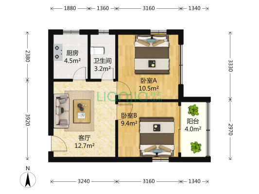 曲沃路255弄 2室1厅1卫 58平方