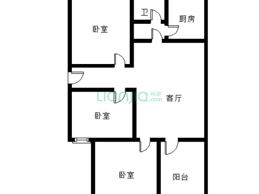 学园小区 2室1厅 南 北-户型图