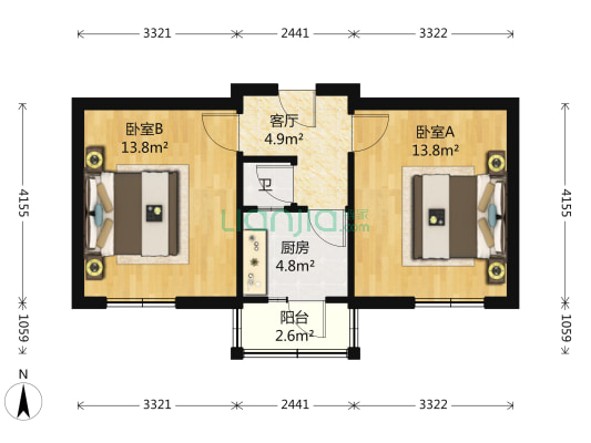 汾水道 2室1厅1卫 53平方