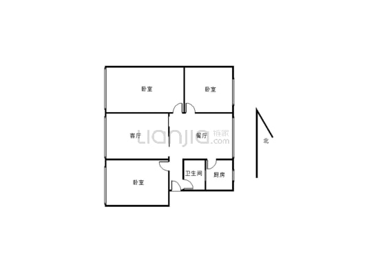 保险公司宿舍3室2厅1厨1卫交通便利，适合居住-户型图