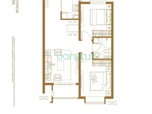涿州铂悦山大两居，急售，价格美丽-户型图