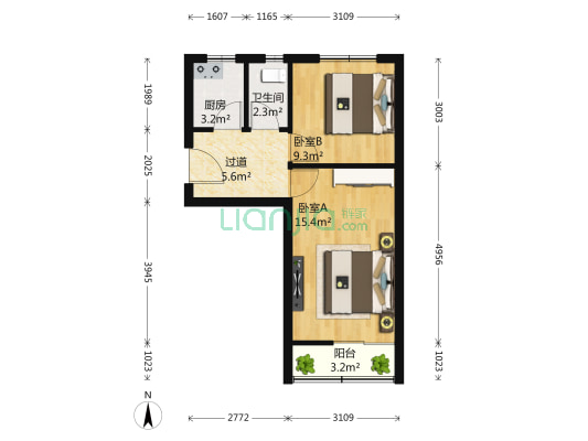 双桥五号井 2室0厅1卫 50平方
