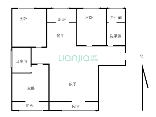 涿州孔雀城悦澜湾 3室2厅 南 北-户型图