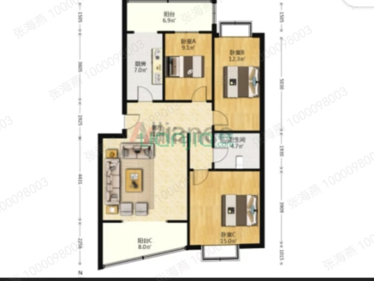 此房有本满五年，精装修，社区安静-户型图