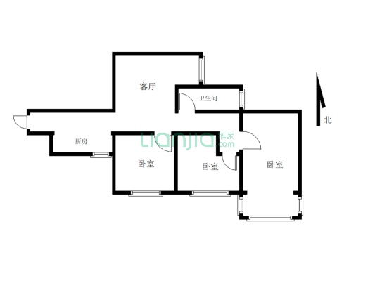 新景翡翠三期3室 精装修 3室2厅2卫 户型合理-户型图