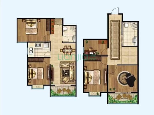 金域中央 顶层跃层 大四居 集中供暖-户型图