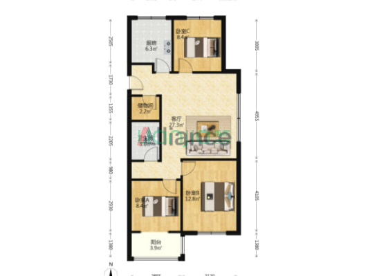 品质社区 温馨 大社区 环境好 24小时安保 全天采光-户型图
