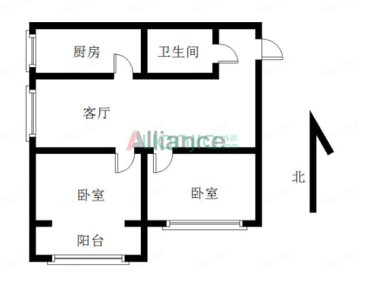 翔天万和城 2室2厅 西南-户型图