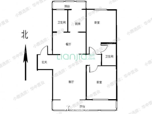 怡安小区 2室1厅 南 北-户型图