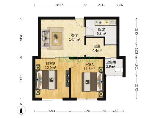 沔溪苑 2室1厅1卫 62平方