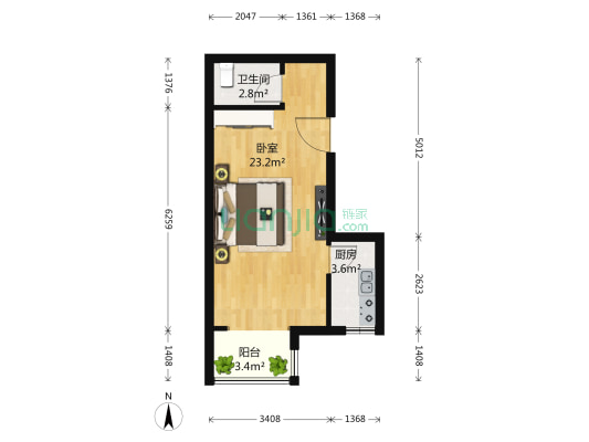 明天第一城7号院 1室0厅1卫 50平方