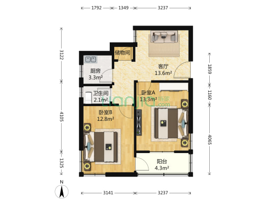 雨花新村三村 2室1厅1卫 63平方