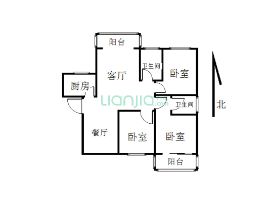 亿昇花园，三室两厅，有证暖可贷款，看房方便-户型图