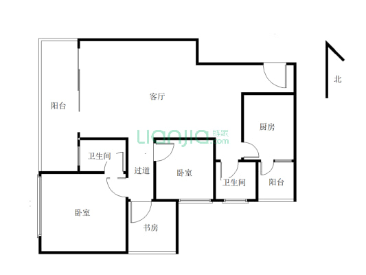 江南新区 一品江南 高层正面大平层 标准三房两卫-户型图