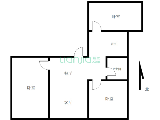 新华国际 精装三室 南户 有证有暖 格局合理 采光充足-户型图