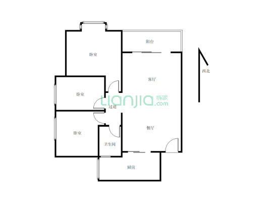 急售三室两厅户型方正，楼间距宽，私密性好，客厅宽敞-户型图