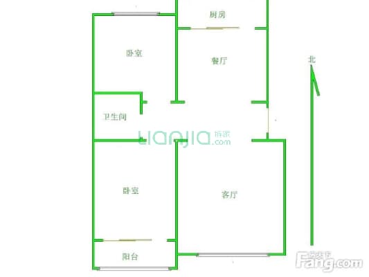 欣园社区 2室2厅 南 北-户型图