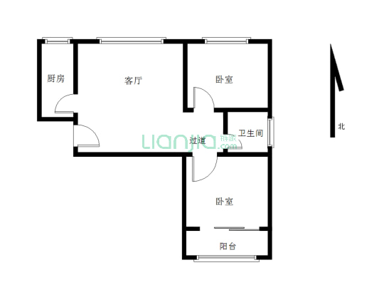 龙城新居两室一厅一厨一卫东边户，带家具家电-户型图