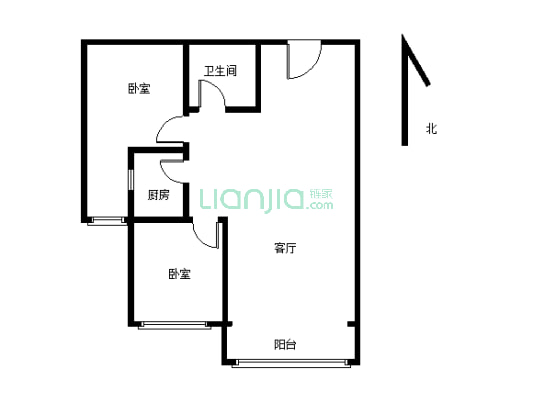 凌云旁 优美社区 人车分流 次顶层 南向两居 房本满二-户型图