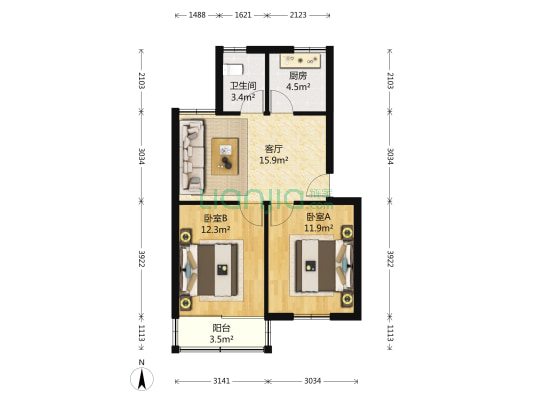 荷韵新村西区 2室1厅1卫 67平方