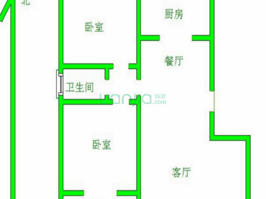 世新园 2室2厅 南 北-户型图