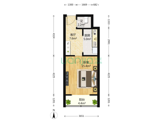 丝竹园小区 1室1厅1卫 40平方