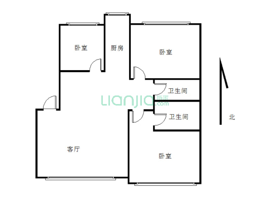玉龙家园，小三室，好楼层，精装修，拎包入住-户型图