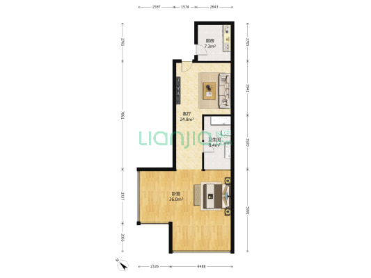 港湾中心 1室1厅1卫 110平方