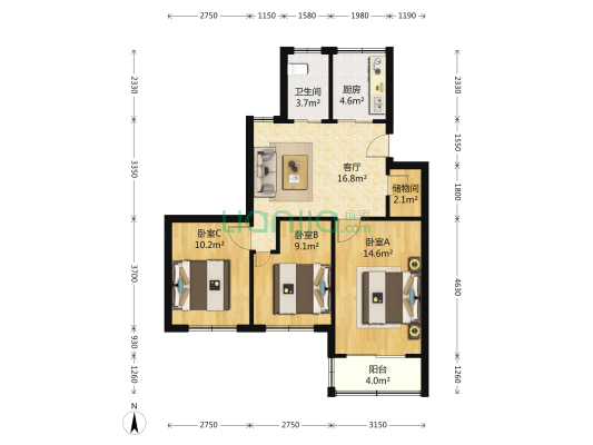 祥和花园 3室1厅1卫 0平方