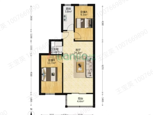 此房位置好，出门就是公园，买菜，购物，都很方便。-户型图