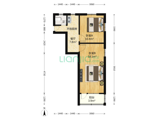 民众小区 2室1厅1卫 53平方