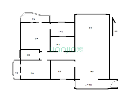 正和滨江国际B区3-2-1-2  清水房，可以自己装修-户型图