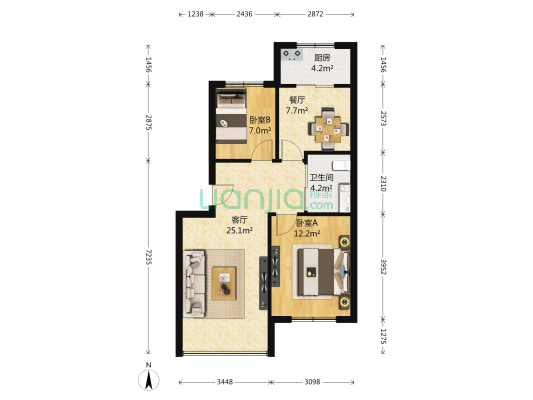 高安里回迁楼 2室2厅1卫 79平方