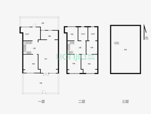 联排别墅，地上三层，地下一层，层高3.3米-户型图