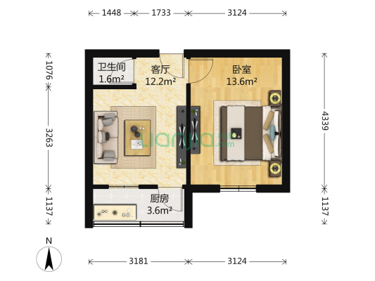 历山路36号 1室1厅1卫 40平方