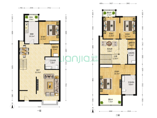 天溪园 4室1厅3卫 238平方
