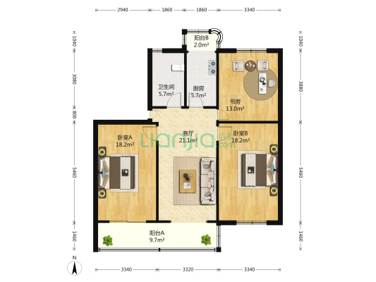 久乐苑 3室1厅1卫 117平方