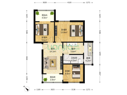 建华南巷7号 3室2厅1卫 78平方