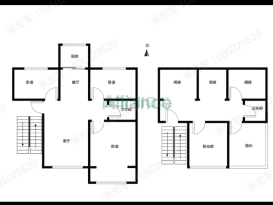 静雅 南北通透 5居室  带3个露台 一个半地下的储藏间-户型图