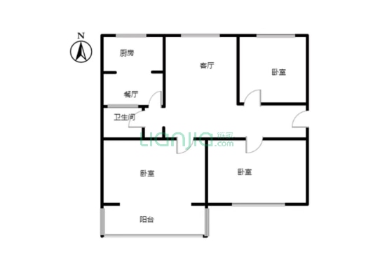 永安小区 3室2厅 南 北-户型图