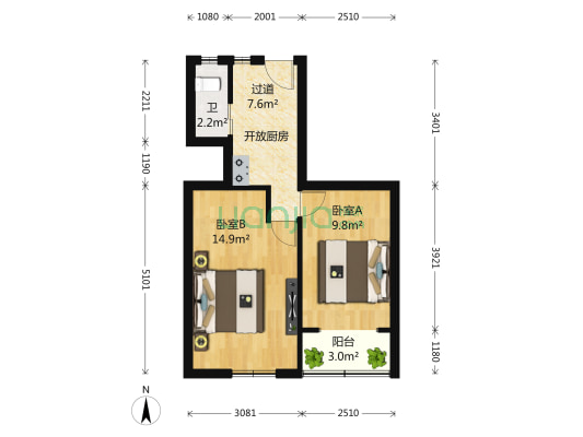 中山南一路204号 2室0厅1卫 46平方