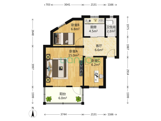 邱山小区 3室1厅1卫 57平方